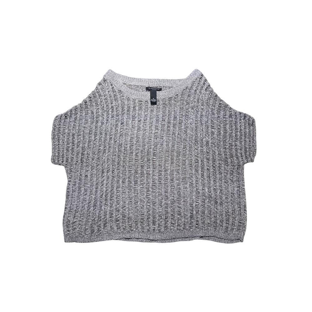 Logix women’s gray sheer cable knit top size xl